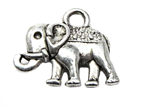 Anhnger Elefant, verziert, silberfarben, ca. 12x8mm
